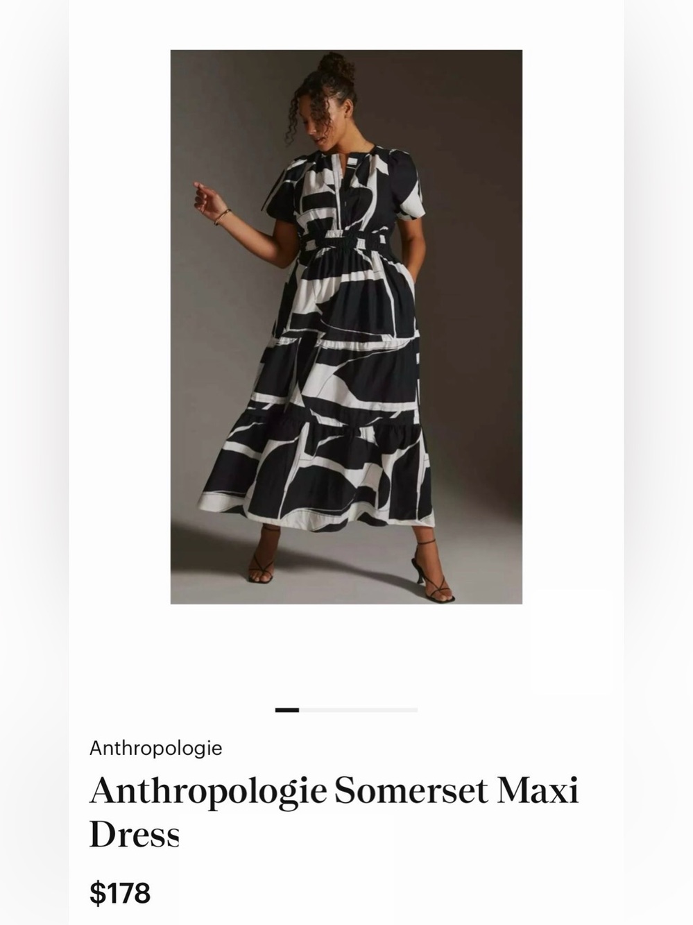 Never worn! Anthropologie Somerset Black & White Abstract Maxi Dress